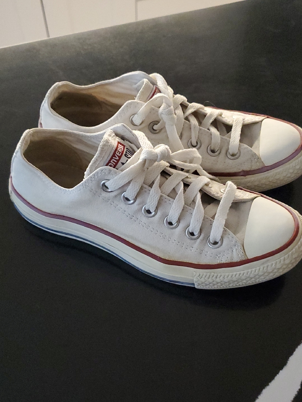 Converse - Classic All Stars White with Red Accents Uk 37 Mens 4.5 Lds. 6.5